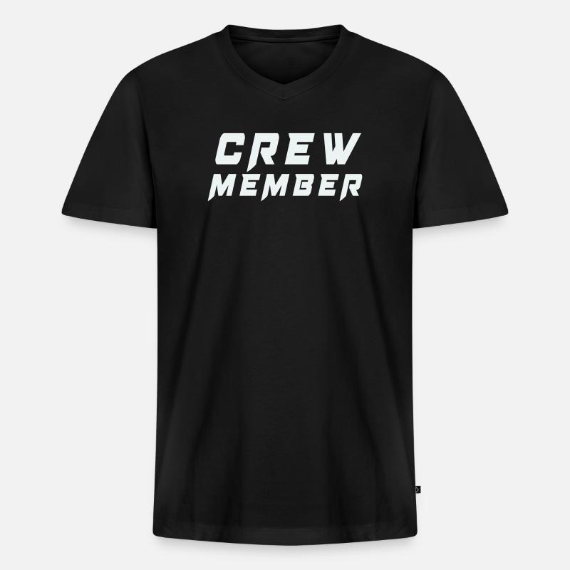 Crew Member Patch Tee - Men's Premium Organic T-shirt with V-neck - black