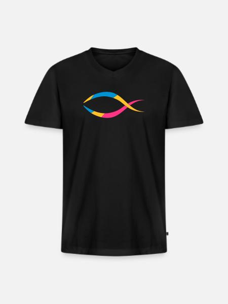 Das Fischsymbol - Männer Premium Bio T-Shirt mit V-Ausschnitt - Schwarz