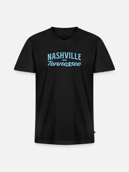 Nashville Script Blue - Men's Premium Organic T-shirt with V-neck - black