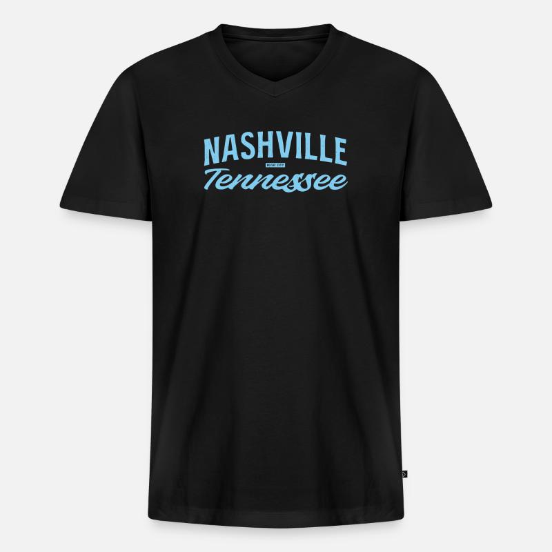 Nashville Script Blau - Männer Premium Bio T-Shirt mit V-Ausschnitt - Schwarz