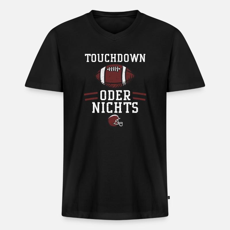 Touchdown oder nichts - Football - Männer Premium Bio T-Shirt mit V-Ausschnitt - Schwarz
