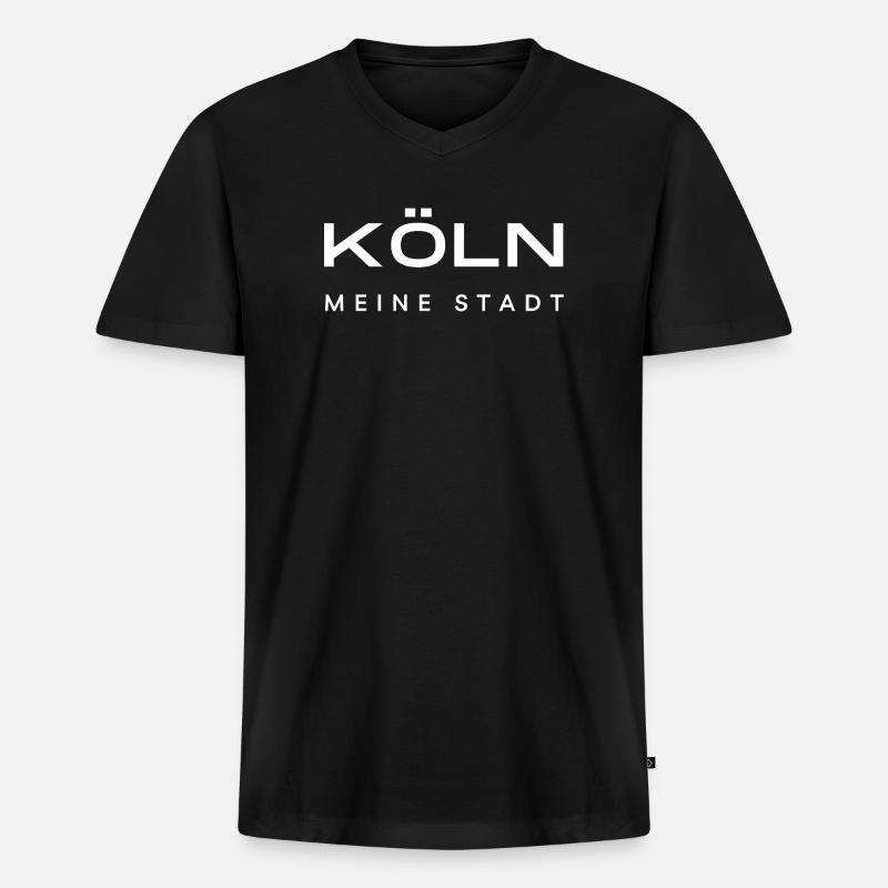 Köln - Männer Premium Bio T-Shirt mit V-Ausschnitt - Schwarz