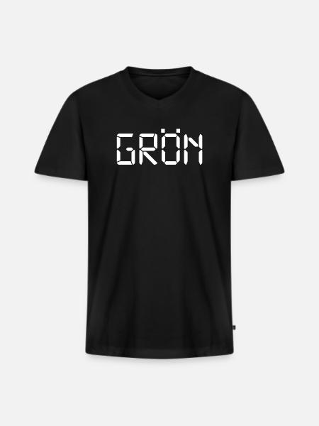 Green - LCD - Men's Premium Organic T-shirt with V-neck - black