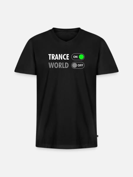 Trance On World Off - Rave Style - Men's Premium Organic T-shirt with V-neck - black
