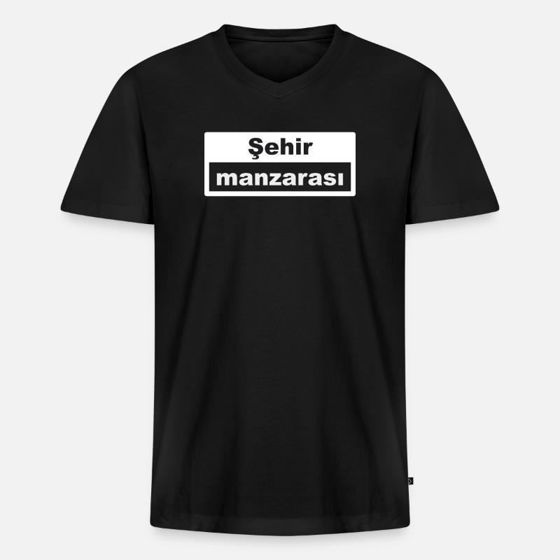 Stadtbild Typografie türkisch - Männer Premium Bio T-Shirt mit V-Ausschnitt - Schwarz