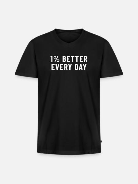 1% Better Every Day - Men's Premium Organic T-shirt with V-neck - black