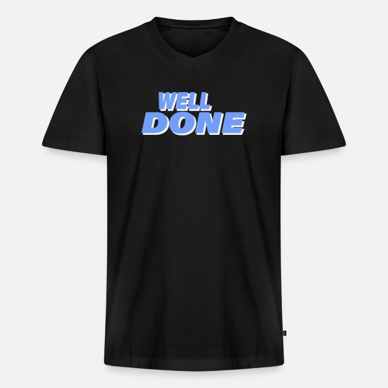 WELL DONE - Männer Premium Bio T-Shirt mit V-Ausschnitt - Schwarz