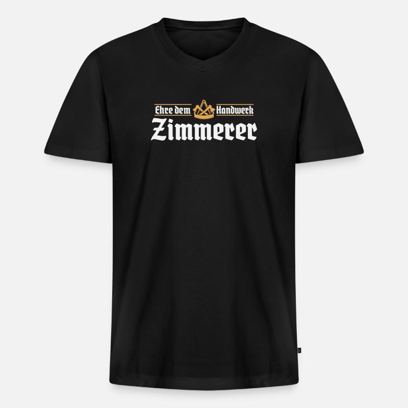 Zimmerer Handwerk Zimmermann Zunftzeichen - Männer Premium Bio T-Shirt mit V-Ausschnitt - Schwarz