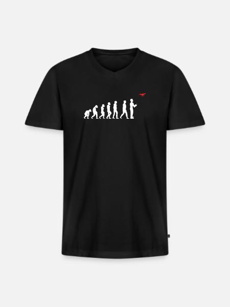 Evolution of Man Drone Pilot - Men's Premium Organic T-shirt with V-neck - black