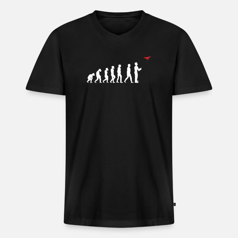 Evolution de l’homme pilote de drone - T-shirt encolure en V Premium bio Homme - noir