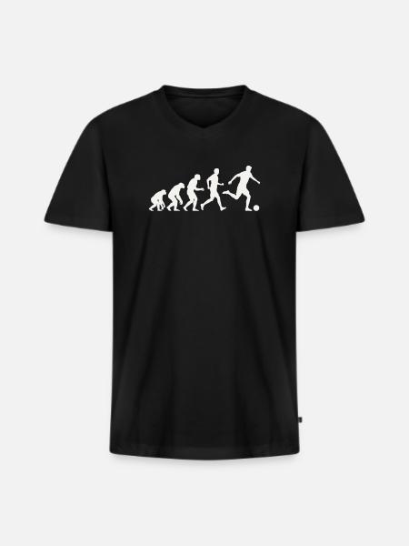 Fußball Evolution Silhouette Fußballer Entwicklung - Männer Premium Bio T-Shirt mit V-Ausschnitt - Schwarz