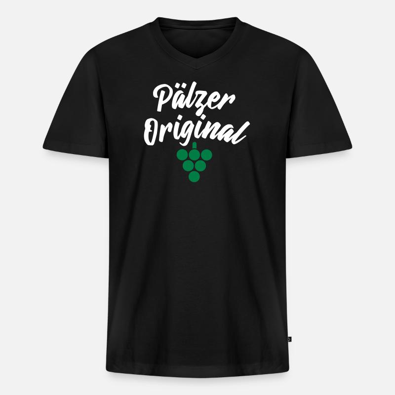 Pälzer Original - Männer Premium Bio T-Shirt mit V-Ausschnitt - Schwarz