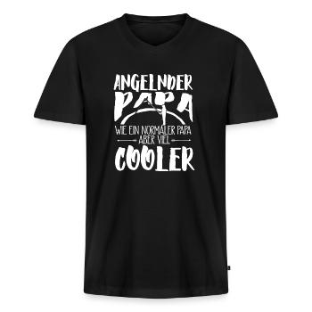 Cooler Papa Angeln Angler Angel Fischer Fische Aal - Männer Premium Bio T-Shirt mit V-Ausschnitt - Schwarz - Vorne - Nico (187cm)