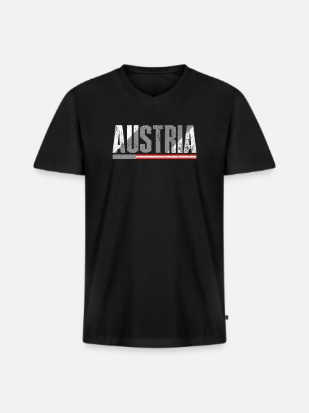 Austria Bold Distressed Flag - Men's Premium Organic T-shirt with V-neck - black