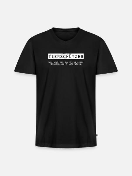 TIERSCHÜTZER - Männer Premium Bio T-Shirt mit V-Ausschnitt - Schwarz