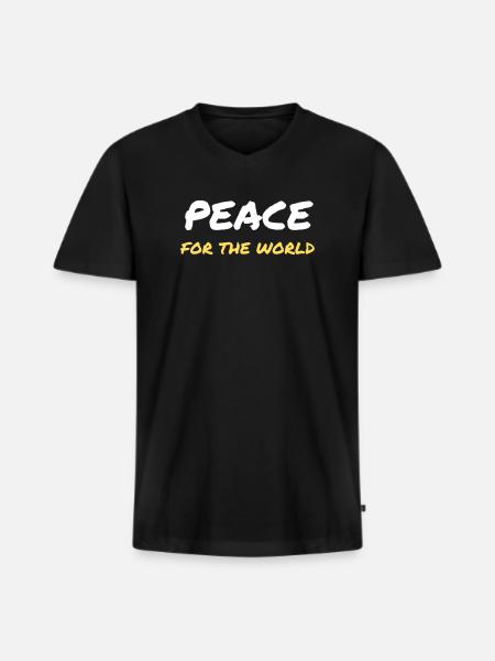 Frieden für die Welt - Männer Premium Bio T-Shirt mit V-Ausschnitt - Schwarz