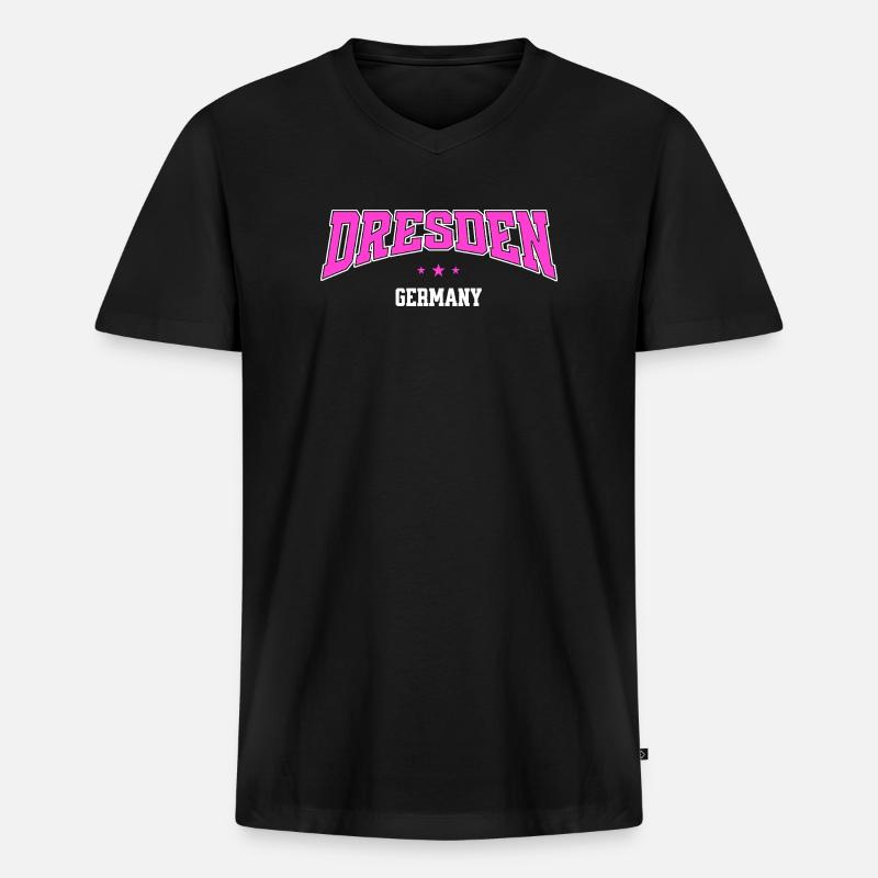 Dresden Germany Pink College Design - Männer Premium Bio T-Shirt mit V-Ausschnitt - Schwarz