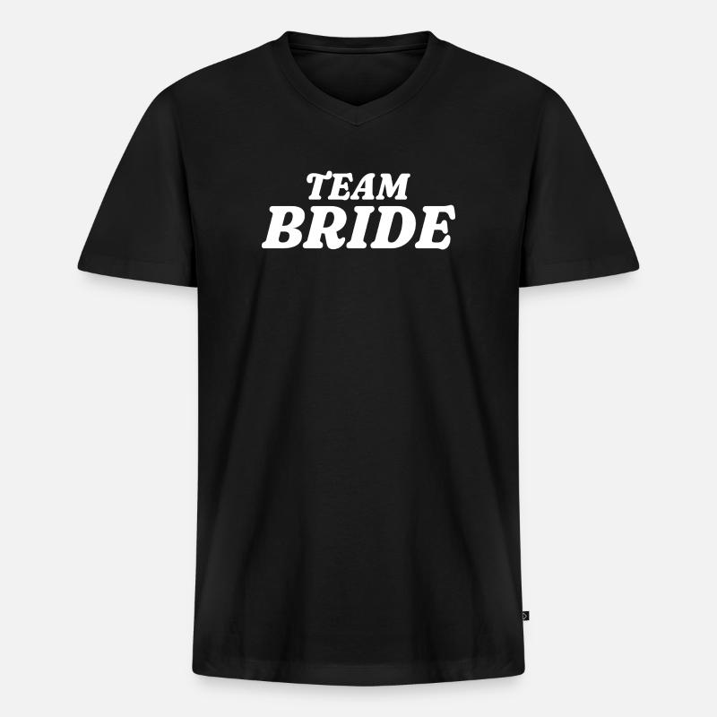 Team Bride - Männer Premium Bio T-Shirt mit V-Ausschnitt - Schwarz