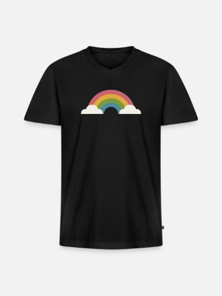 Rainbow and clouds - Men's Premium Organic T-shirt with V-neck - black