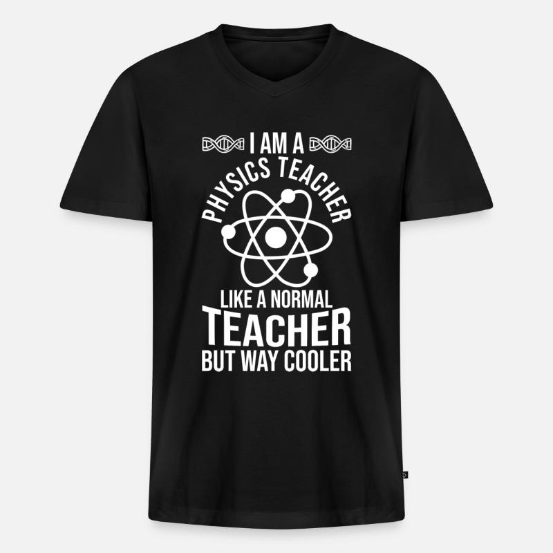 Physiklehrer Physik Lehrer - Männer Premium Bio T-Shirt mit V-Ausschnitt - Schwarz