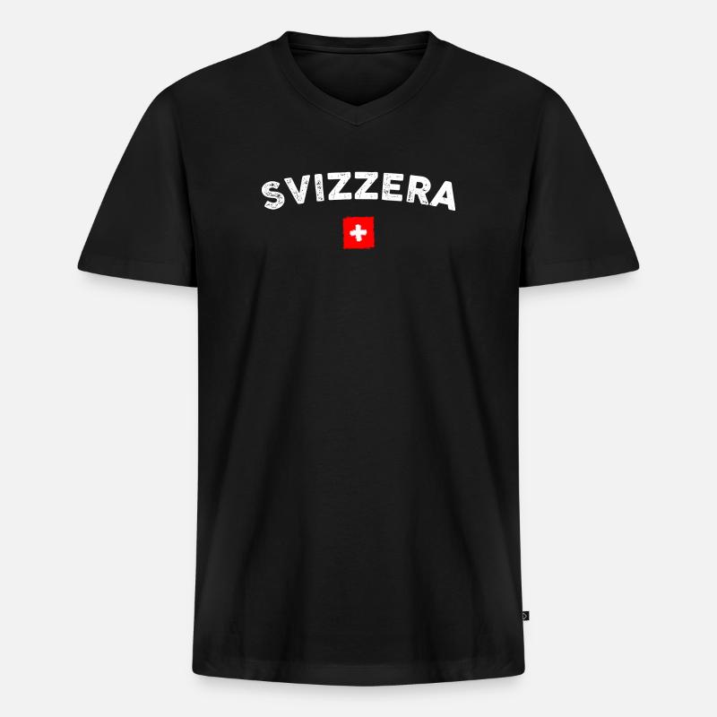 Svizzera Arc Emblem Flagge - Männer Premium Bio T-Shirt mit V-Ausschnitt - Schwarz