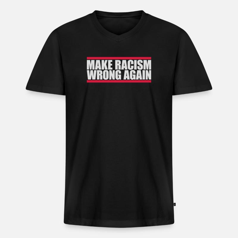 make racism wrong again - Männer Premium Bio T-Shirt mit V-Ausschnitt - Schwarz