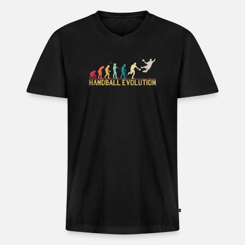 Handball Evolution Progression Design - Männer Premium Bio T-Shirt mit V-Ausschnitt - Schwarz