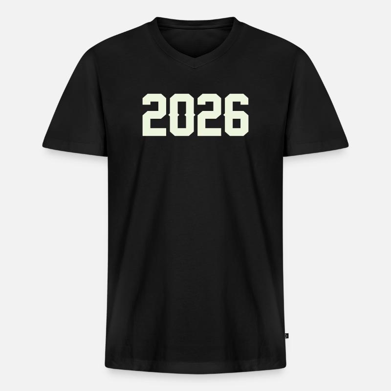 2026 - Männer Premium Bio T-Shirt mit V-Ausschnitt - Schwarz