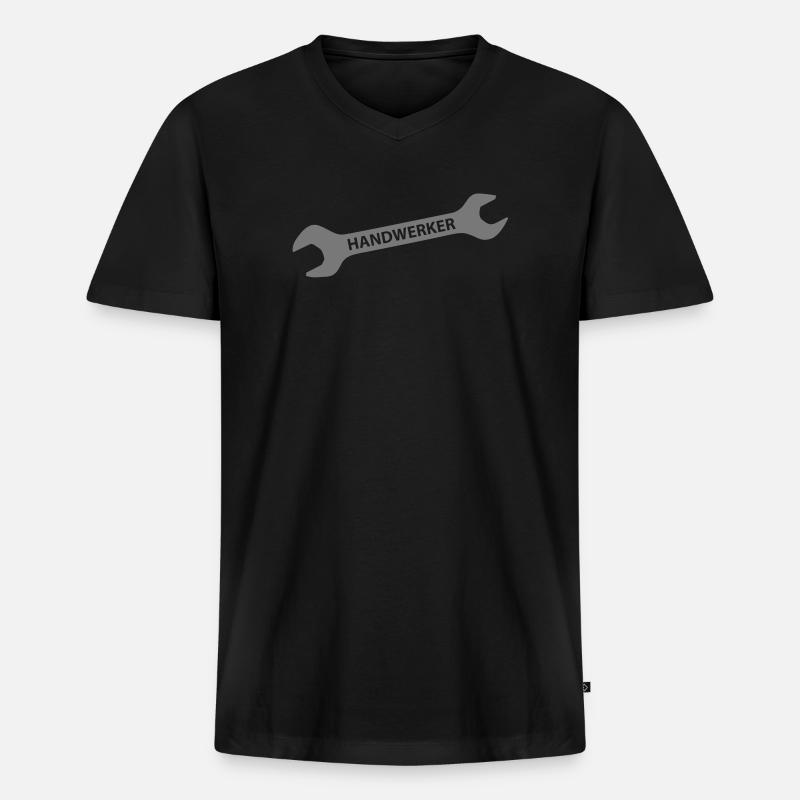 Handwerker - Männer Premium Bio T-Shirt mit V-Ausschnitt - Schwarz