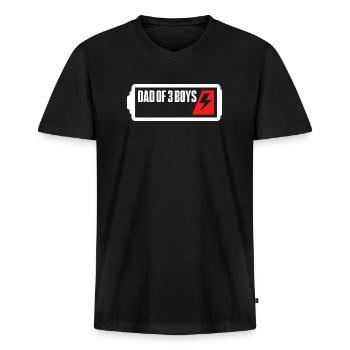 Vater von 3 Jungen - Männer Premium Bio T-Shirt mit V-Ausschnitt - Schwarz - Vorne - Nico (187cm)