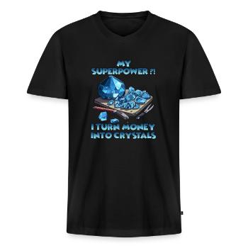 Cristal Des surprises brillantes à offrir - T-shirt encolure en V Premium bio Homme - noir - Devant - Nico (187cm)