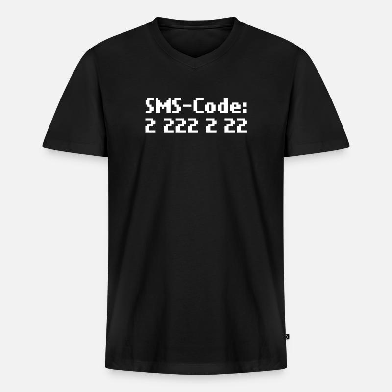 sms-code 2 222 2 22 - Männer Premium Bio T-Shirt mit V-Ausschnitt - Schwarz