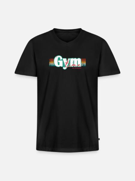 Gym Time – Inga ursäkter Fitness Design Fitnessstudio - Ekologisk premium-T-shirt med V-ringning herr - svart