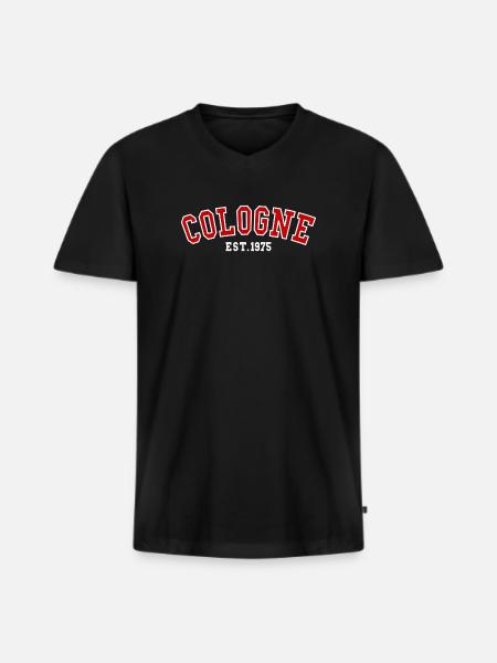 Cologne Est.1975  - Men's Premium Organic T-shirt with V-neck - black