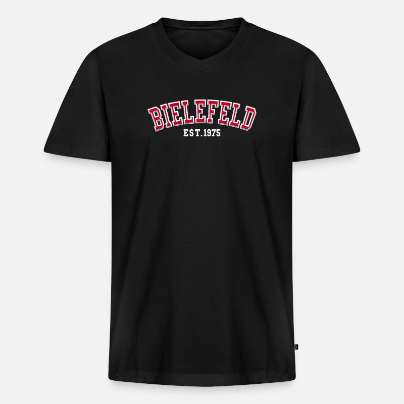 Bielefeld gegründet 1975 - Männer Premium Bio T-Shirt mit V-Ausschnitt - Schwarz