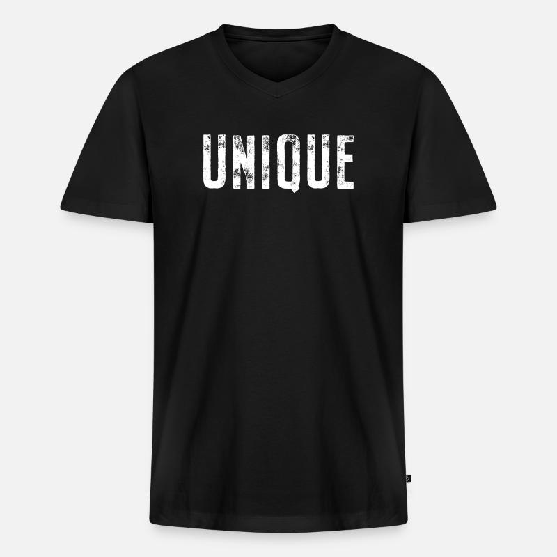 Unique Einzigartig Unikat Selbstwert Einzig Artig - Männer Premium Bio T-Shirt mit V-Ausschnitt - Schwarz