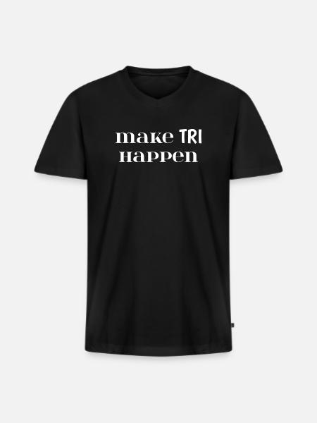 Mach TRI möglich. Triathlon-Geschenk - Männer Premium Bio T-Shirt mit V-Ausschnitt - Schwarz