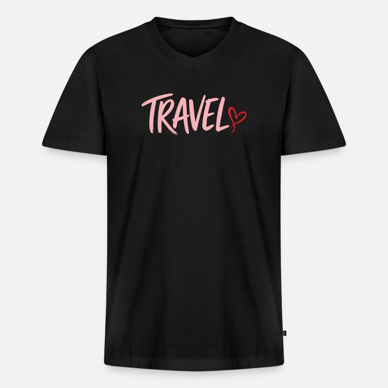 Reiseherz - Männer Premium Bio T-Shirt mit V-Ausschnitt - Schwarz