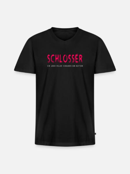 Schlosser Handwerker Design - Männer Premium Bio T-Shirt mit V-Ausschnitt - Schwarz