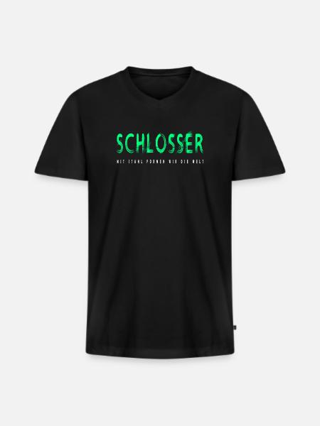 Schlosser Handwerker Design - Männer Premium Bio T-Shirt mit V-Ausschnitt - Schwarz