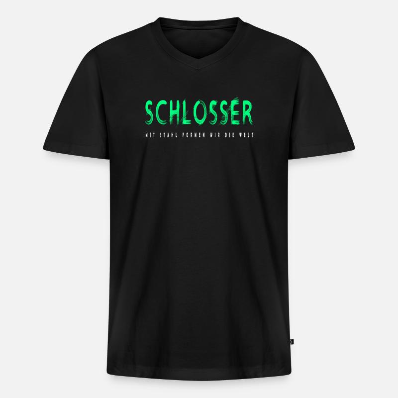 Schlosser Handwerker Design - Männer Premium Bio T-Shirt mit V-Ausschnitt - Schwarz