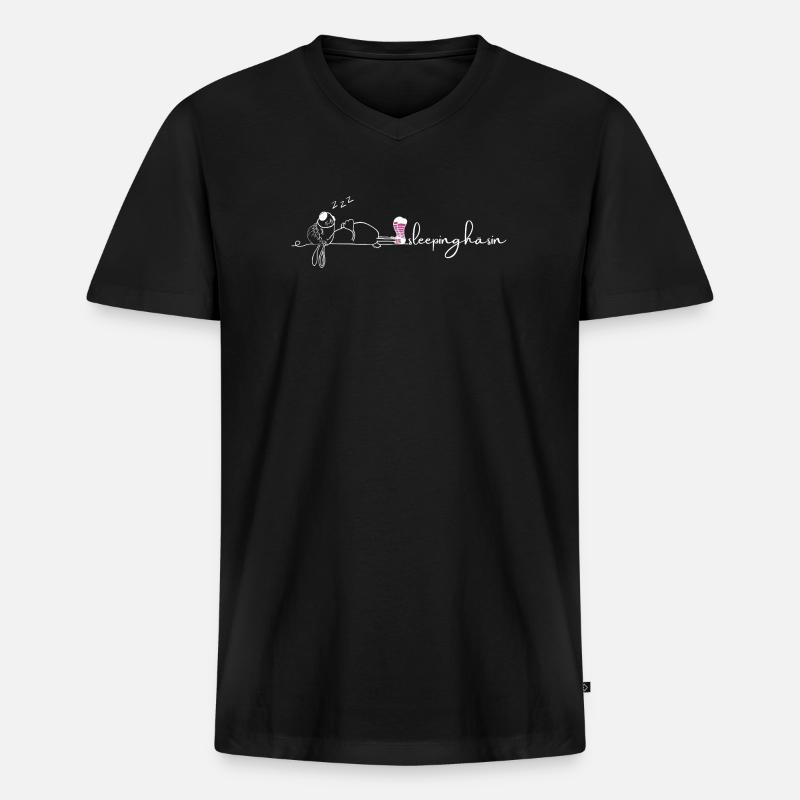 Sleeping Häsin - Männer Premium Bio T-Shirt mit V-Ausschnitt - Schwarz