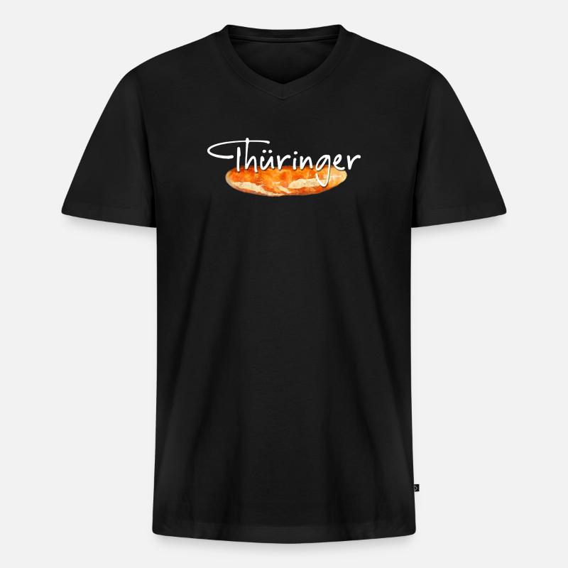 Thüringer Bratwurst - Männer Premium Bio T-Shirt mit V-Ausschnitt - Schwarz