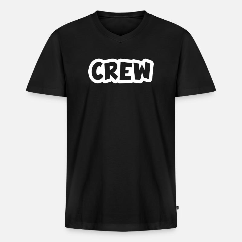 Crew - Männer Premium Bio T-Shirt mit V-Ausschnitt - Schwarz