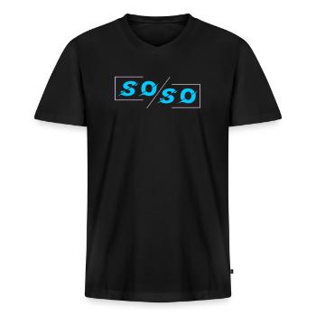 Soso - Men's Premium Organic T-shirt with V-neck - black - Front - Nico (187cm)