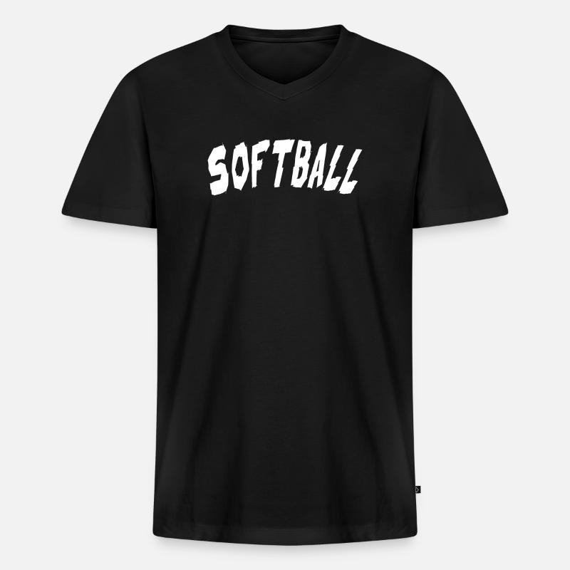 Softball - Männer Premium Bio T-Shirt mit V-Ausschnitt - Schwarz