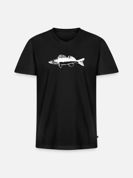 Fish with water movement - Men's Premium Organic T-shirt with V-neck - black