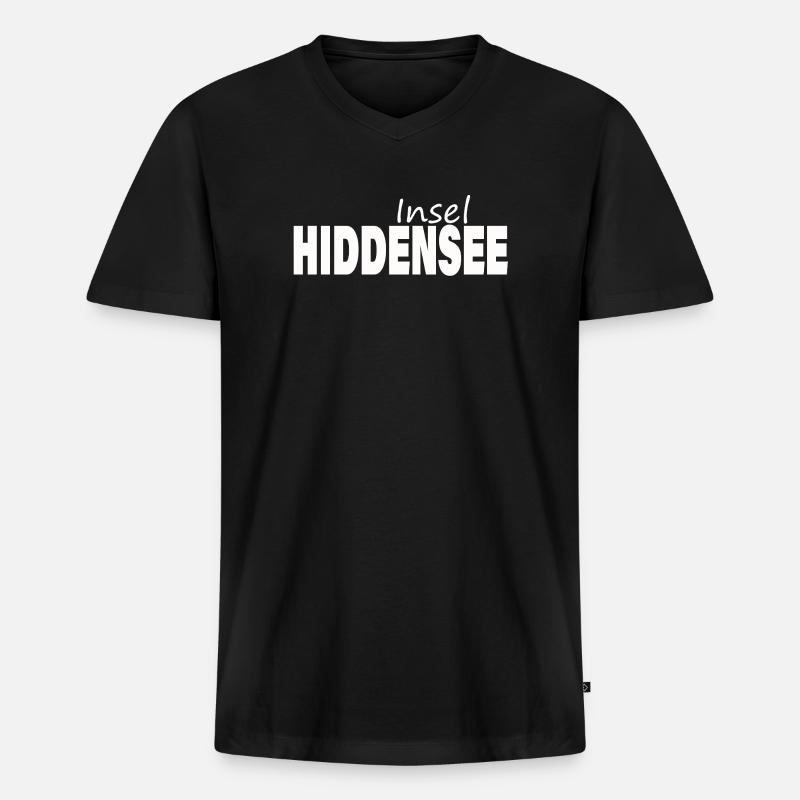 HIDDENSEE - Männer Premium Bio T-Shirt mit V-Ausschnitt - Schwarz