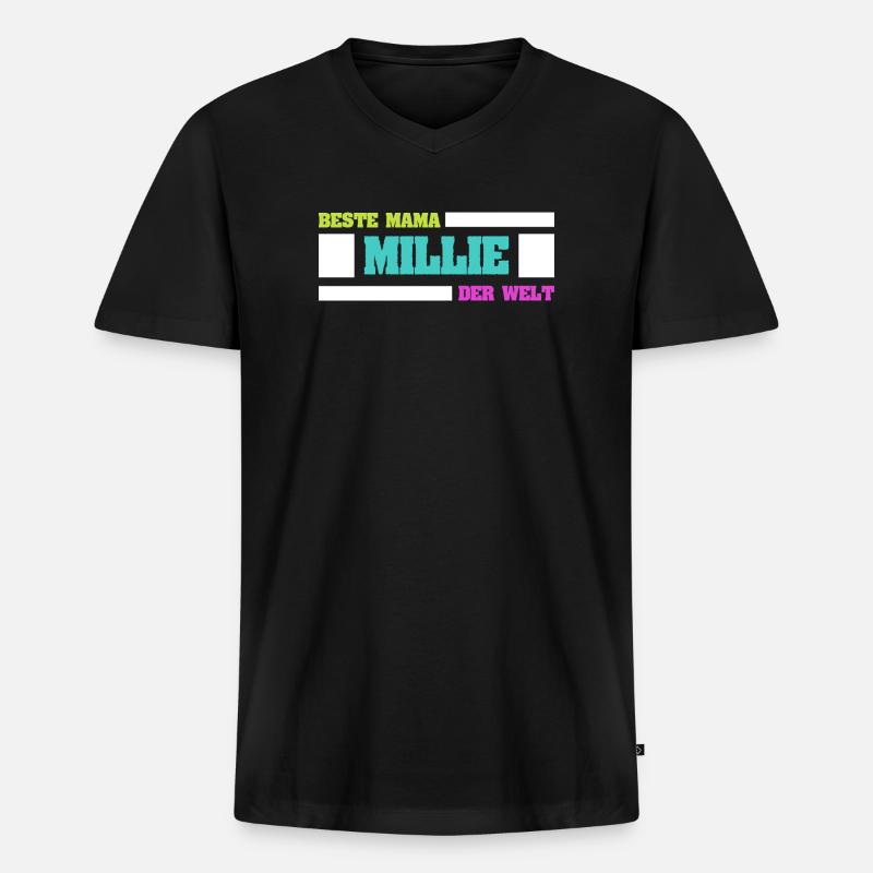 Mutter Millie - Männer Premium Bio T-Shirt mit V-Ausschnitt - Schwarz