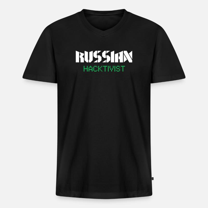 Russian Hacktivist Cyber Security Design - Männer Premium Bio T-Shirt mit V-Ausschnitt - Schwarz